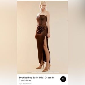 Strapless Satin Midi Dress In ChocolateSize 10